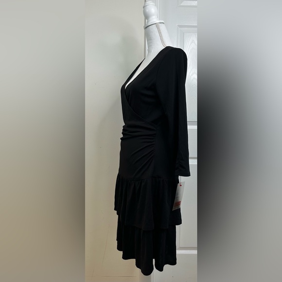 BLACK ABS by Allen Schwartz Tiered 3/4 Sleeve Dress size L - Picture 2 of 5